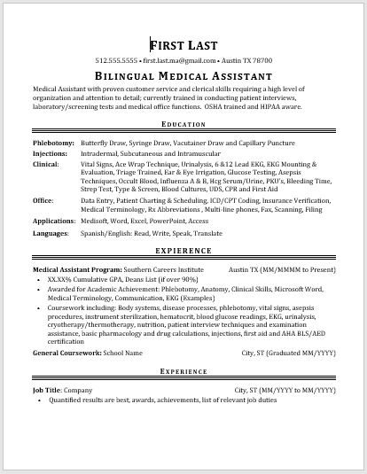 Resume.Medical.Bilingual.Assistant
